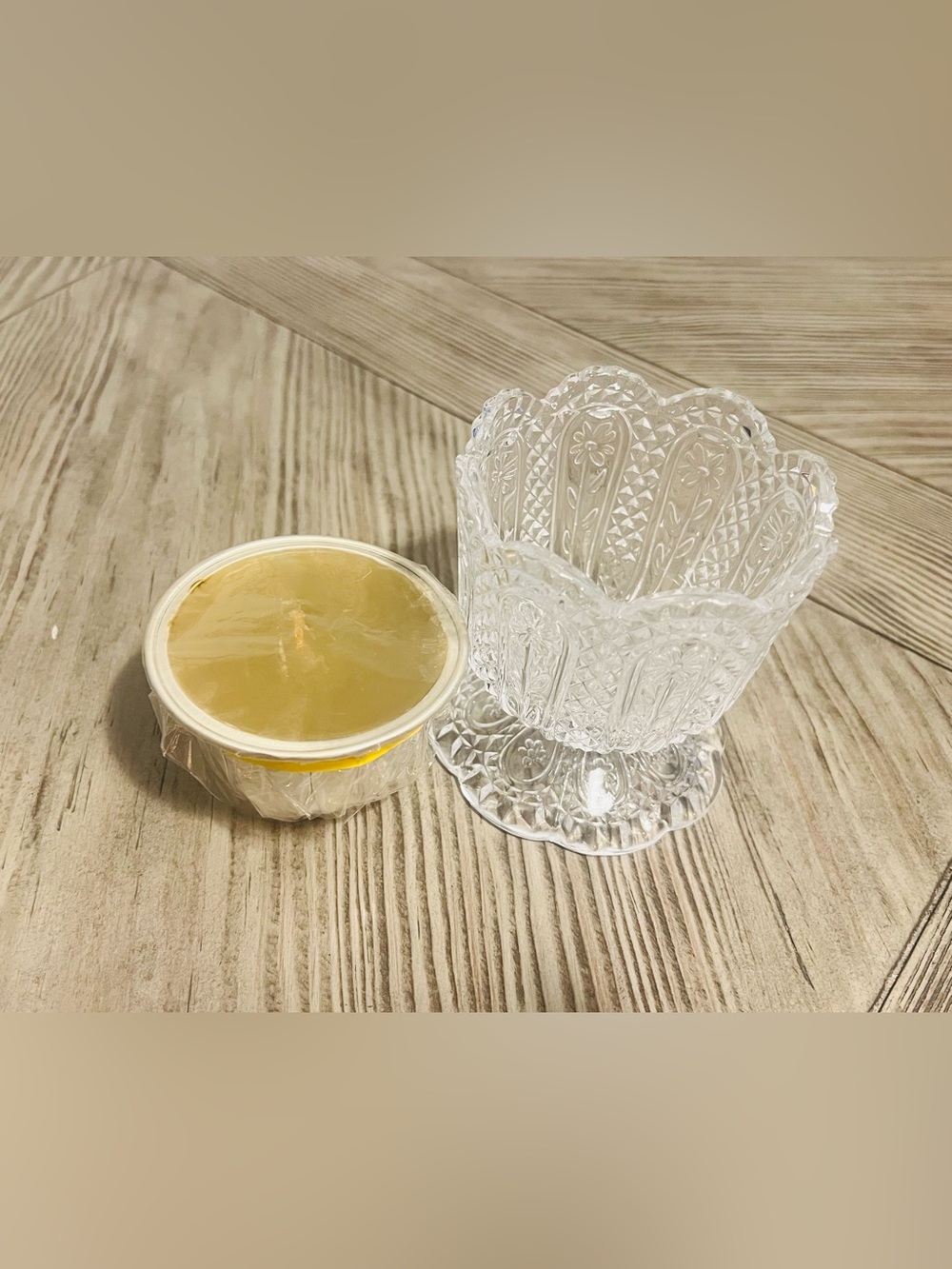 Avon x Fostoria Crystal Candle Holder with Bayberry Candle Insert